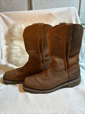 Georgia Boot Farm & Ranch Wellington Comfort Core brown leather = SIZE 9 P139882